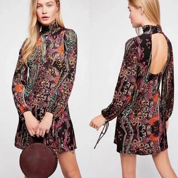 free people all dolled up mini dress Free People Womens All Dolled Up Paisley High-Neck Mini Dress Red S : Amazon.ca: Clothing, Shoes & Accessories